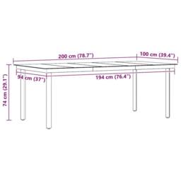 Berkfield Home Garden Dining Table Black 200x100x74 cm Steel & Glass - Size: 200 x 100 x 74 cm - thumbnail 9