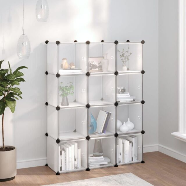 Berkfield Home Storage Cube Organiser with 12 Cubes & Doors Transparent PP in Clear - image 1