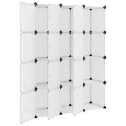 Berkfield Home Storage Cube Organiser with 12 Cubes & Doors Transparent PP in Clear - thumbnail 4