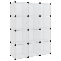 Berkfield Home Storage Cube Organiser with 12 Cubes & Doors Transparent PP in Clear - thumbnail 2