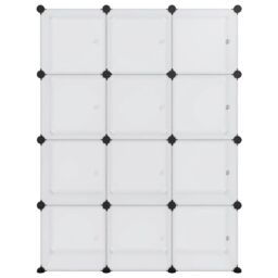 Berkfield Home Storage Cube Organiser with 12 Cubes & Doors Transparent PP in Clear - thumbnail 3