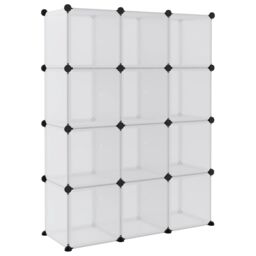 Berkfield Home Storage Cube Organiser with 12 Cubes & Doors Transparent PP in Clear - thumbnail 6