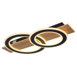 Netlighting Jayden 2 Ring Semi Flush Ceiling Light Wood Look 2x LED 3000K in Brown - thumbnail 1