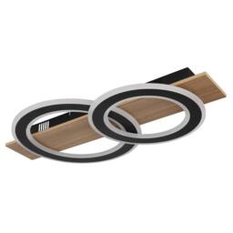 Netlighting Jayden 2 Ring Semi Flush Ceiling Light Wood Look 2x LED 3000K in Brown - thumbnail 2