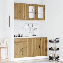 Berkfield Home 4 Piece Kitchen Cabinet Set Kalmar Artisan Oak Engineered Wood in Brown - thumbnail 3