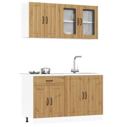 Berkfield Home 4 Piece Kitchen Cabinet Set Kalmar Artisan Oak Engineered Wood in Brown - thumbnail 2