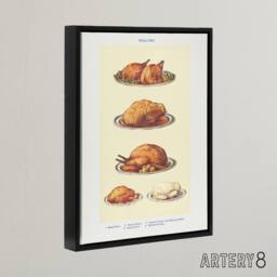 "Artery8 Poultry Dishes Vintage Kitchen Mrs Beeton Framed Canvas Wall Art Print in Yellow - Size: W18"" x H24""" - thumbnail 2