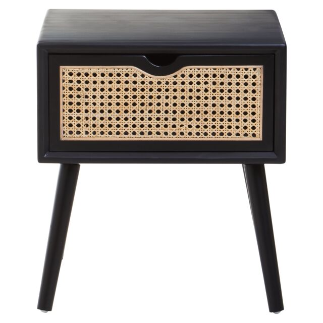 Orsina Cebu Black Side Table with Rattan Drawer - image 1