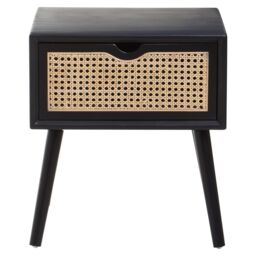 Orsina Cebu Black Side Table with Rattan Drawer - thumbnail 6