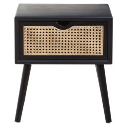 Orsina Cebu Black Side Table with Rattan Drawer - thumbnail 1