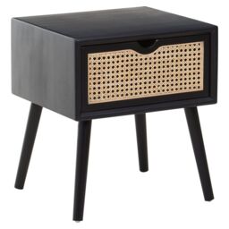 Orsina Cebu Black Side Table with Rattan Drawer - thumbnail 5