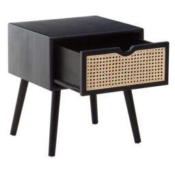 Orsina Cebu Black Side Table with Rattan Drawer - thumbnail 4