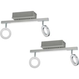 Loops 2 PACK Wall Spot Light Aluminium Chrome Shade Satined Plastic LED 2x3.2W 1x3.3W - thumbnail 1