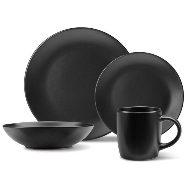 VonShef 16-Piece Dinner Set, Matte Black Stoneware Dinner Set - Size: 4 Person - image 1