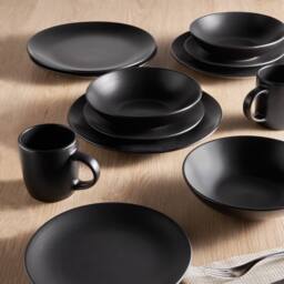 VonShef 16-Piece Dinner Set, Matte Black Stoneware Dinner Set - Size: 4 Person - thumbnail 8