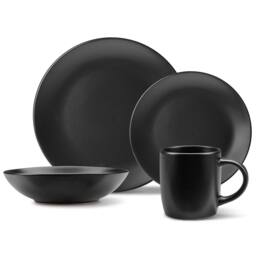 VonShef 16-Piece Dinner Set, Matte Black Stoneware Dinner Set - Size: 4 Person - thumbnail 1