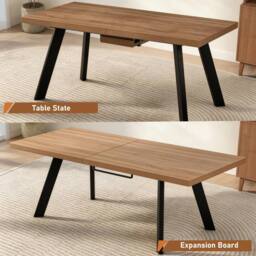 FURNITURE ONE 6-Piece Dining Set, Expandable Dining Table with 4 Chairs & Bench in Brown - Size: 6 Person - thumbnail 6