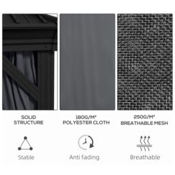 OUTSUNNY 3 x 3.7m Aluminium Outdoor Hardtop Gazebo Canopy 2-Tier Roof in Dark Grey - thumbnail 5