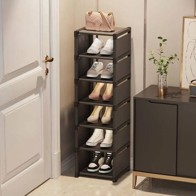 Kelvenix Space Saving Shoe Rack 6 Tiers, 27x26x90cm in Black - Size: 0.6m2 - image 1
