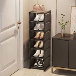 Kelvenix Space Saving Shoe Rack 6 Tiers, 27x26x90cm in Black - Size: 0.6m2
