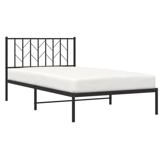 Berkfield Home Metal Bed Frame without Mattress with Headboard Black 107x203cm - Size: 107x203 cm - image 1