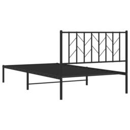 Berkfield Home Metal Bed Frame without Mattress with Headboard Black 107x203cm - Size: 107x203 cm - thumbnail 7