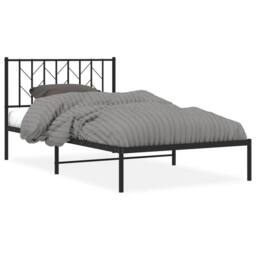 Berkfield Home Metal Bed Frame without Mattress with Headboard Black 107x203cm - Size: 107x203 cm - thumbnail 3