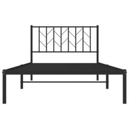 Berkfield Home Metal Bed Frame without Mattress with Headboard Black 107x203cm - Size: 107x203 cm - thumbnail 5