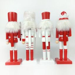 Shatchi 25cm Red Wooden Nutcrackers Soldiers King Drummer Christmas Ornament 4pcs Set - thumbnail 2