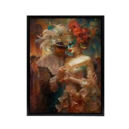 "Artery8 Venetian Masked Ball Romantic Framed Canvas Wall Art Print - Size: W12"" x H16""" - thumbnail 1