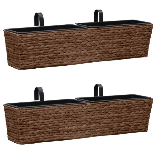 Berkfield Home Garden Planters 2 pcs Water Hyacinth Brown - image 1