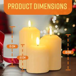 Globrite 3-Pack Flickering Flameless LED Candles Xmas Decorations Berry Wreath - thumbnail 3
