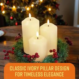 Globrite 3-Pack Flickering Flameless LED Candles Xmas Decorations Berry Wreath - thumbnail 5