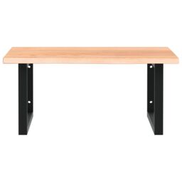 Berkfield Home Basin Shelf Wall Mounted Steel & Solid Wood Oak in Brown - thumbnail 4