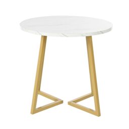 Matteo Modern Round Coffee Table with Gold Stand & Marble Pattern in White - thumbnail 6