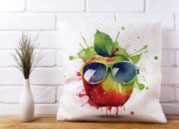 Warren Reed - Designer Apple In Glasses Splashart Cushions - Size: 33 cm x 48 cm - thumbnail 2