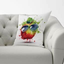 Warren Reed - Designer Apple In Glasses Splashart Cushions - Size: 33 cm x 48 cm - thumbnail 3