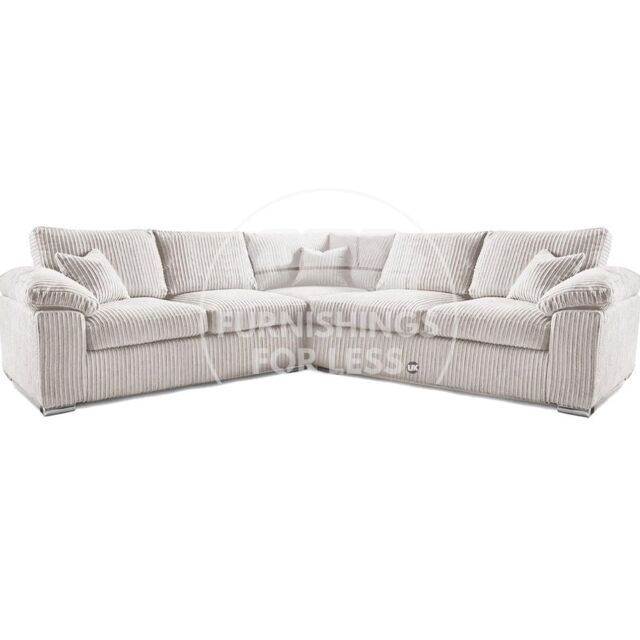 Furnishings For Less UK Delta Large 5 Seater Corner Sofa Jumbo Cord L Shape in Cream - image 1