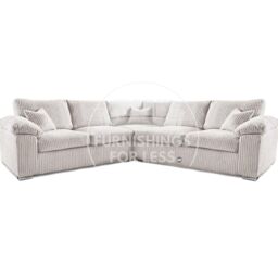 Furnishings For Less UK Delta Large 5 Seater Corner Sofa Jumbo Cord L Shape in Cream - thumbnail 1