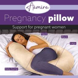 Aamira Cream Pregnancy Maternity Pillow, 140x65x20cm C Shape Memory Foam - Size: 140 x 65 x 20 cm - thumbnail 2