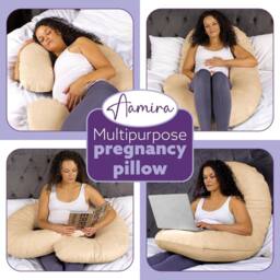 Aamira Cream Pregnancy Maternity Pillow, 140x65x20cm C Shape Memory Foam - Size: 140 x 65 x 20 cm - thumbnail 8