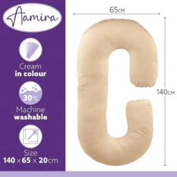 Aamira Cream Pregnancy Maternity Pillow, 140x65x20cm C Shape Memory Foam - Size: 140 x 65 x 20 cm - thumbnail 3