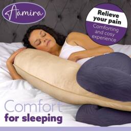 Aamira Cream Pregnancy Maternity Pillow, 140x65x20cm C Shape Memory Foam - Size: 140 x 65 x 20 cm - thumbnail 7