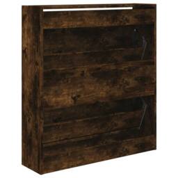 Berkfield Home Shoe Cabinet Smoked Oak 80x21x87.5 cm Engineered Wood in Brown - thumbnail 7