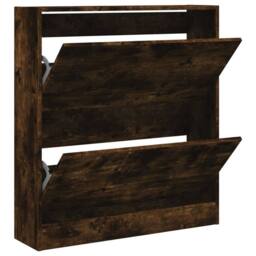 Berkfield Home Shoe Cabinet Smoked Oak 80x21x87.5 cm Engineered Wood in Brown - thumbnail 3