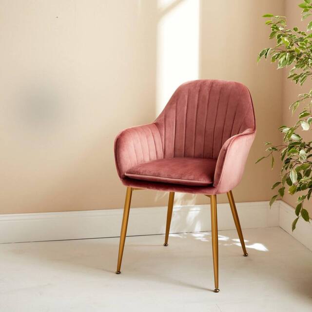 sweeek Accent Chair With Metal Legs in Pink - image 1
