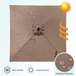 Costway 3m Garden Cantilever Parasol 3 Positions Adjustable Square Overhanging Umbrella in Dark Brown - thumbnail 3