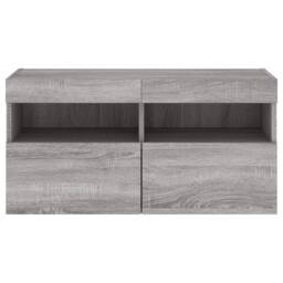 Berkfield Home TV Wall Cabinet with LED Lights Grey Sonoma 80x30x40 cm - Size: 80 x 30 x 40 cm - thumbnail 9