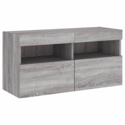 Berkfield Home TV Wall Cabinet with LED Lights Grey Sonoma 80x30x40 cm - Size: 80 x 30 x 40 cm - thumbnail 1