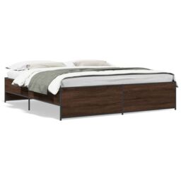 Berkfield Home Bed Frame without Mattress Brown Oak 200x200 cm - thumbnail 2